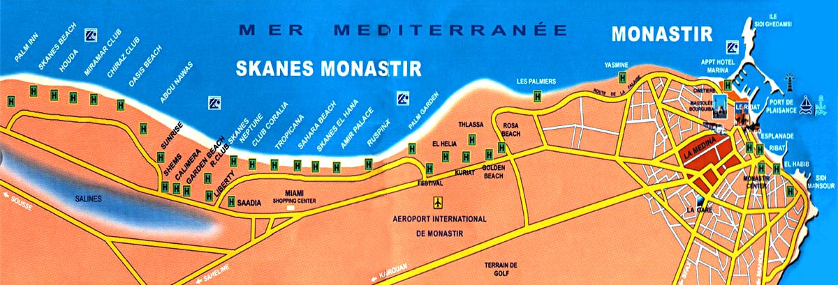 Тунис Монастир Карта