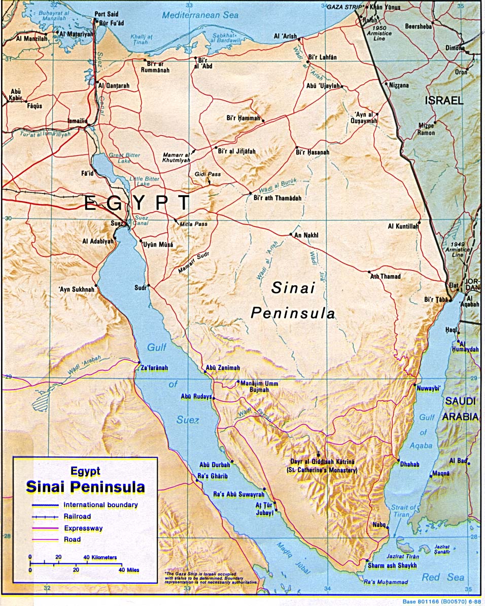 Карта синайского полуострова